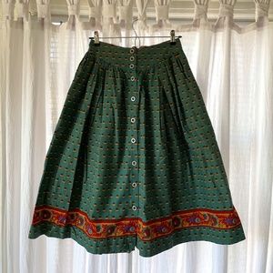Liz Claiborne Teal Midi Skirt with Vibrant Trim